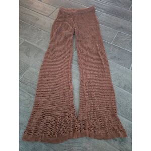 Women's Happily Grey Crochet Knit Beach Swim Cover-up Pants Brown Size‎ Medium